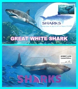 Juego de 5 fundas de primer día Sharks con cancelaciones de color  - Imagen 1 de 5