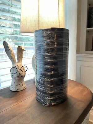 West Elm Made Solid Leather-Wrapped Vase-Cowhide Black/Tan NWOB NWOT - Image 1 of 4