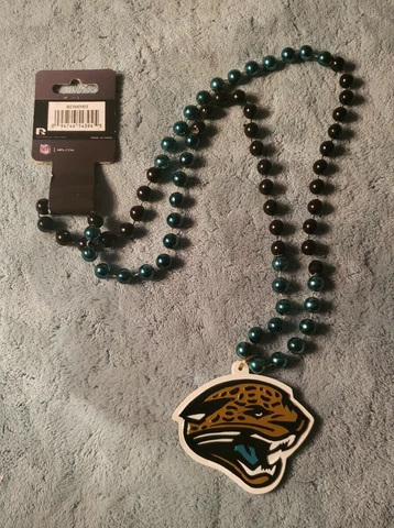 Jacksonville Jaguars NFL Mardi Gras Beads With Medallion Necklace - Logo Cover