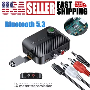 Bluetooth 5.3 Wireless Receiver Transmitter Audio Adapter 3.5mm AUX to 2 RCA USB - Picture 1 of 8