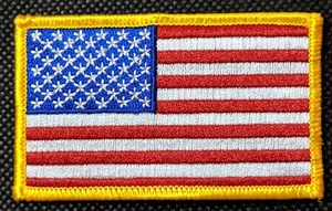 Amerikanische Flagge Standard gelber Rand bestickt Biker Patch - Bild 1 von 1