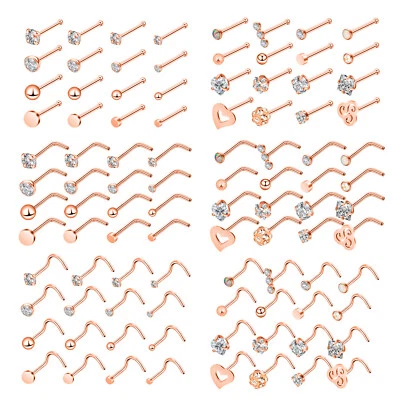 16Pcs 20G нос кольца обруч хирургическая сталь винт L кости запонки CZ опал пирсинг набор - Изображение 1 из 4