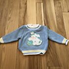 NWT Vintage Color Track Pastel Blue Dog Graphic Sweater 6/9 Months Deadstock