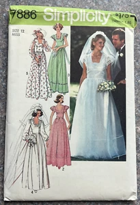 Simplicity Sewing Pattern 7886 Wedding Bridal Gown Size 12 Vintage 1977 - UNCUT - Picture 1 of 4