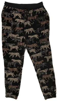 PANTALONES DE SALÓN PARA CORRER SECRET TREASURES NEGROS ANIMALES TIGRES SENSACIÓN TERCIOPELO 2X Foto 1 de 3