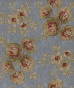 BTHY Robyn Pandolph Begonias Folk Art Wedding Blue Moda Fabrics Very Early Line - Picture 1 of 2