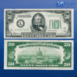 Fr.2102-L 1934 $50 Fifty Dollars Federal Reserve Note San Fran, DGS, VF+ #37785 - Picture 1 of 1
