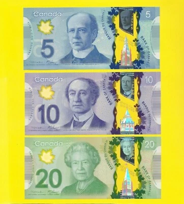 Canada 2012-13 $5 10 20 POLYMER Macklem * Carney set of 3 - Image 1 of 2