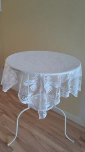 Tischdecke weiß Kunstspitze Weihnachtsdekoration 78x78cm Deckchen guter Zustand - Bild 1 von 10