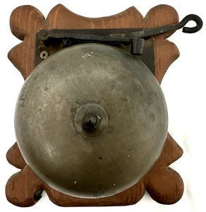 Antique 5 7/8” Mechanical BOXING RING BRASS BELL on Wood Frame Fire Alarm School - Picture 1 of 16
