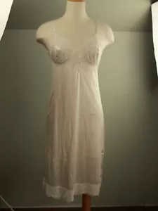 VINTAGE KAYSER NYLON ELFENBEIN SPITZENBESATZ FULL SLIP GRÖSSE 34 TALL - Bild 1 von 11