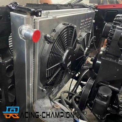 4-Row Radiator + Fans For 1973-87 Chevy Truck 1973-1991 Blazer 19 x 28-1/4"-Core - Image 1 of 4