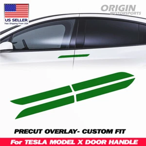 Door Handle Cover Protector Overlay Chrome Delete Decal For Model X - Green - Picture 1 of 2