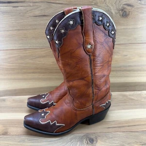 Durango Damenstiefel Größe 8,5 M whiskeybraun Sterne Leder durchbrochene Zehenpartie - Bild 1 von 12