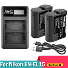 2x bateria 2800mAh EN-EL15 + zestaw ładowarki do baterii Nikon D600 D800 D800E DHL