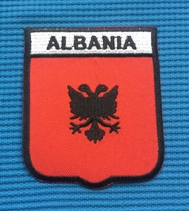 ALBANIA ALBANIAN TIRANË COUNTRY FLAG BADGE IRON SEW ON PATCH CREST SHIELD - Picture 1 of 2