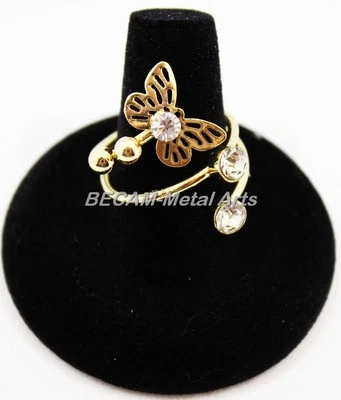Anillo Mariposa Chapado en Oro 24K con Acentos de Cristal Moda Damas Foto 1 de 3