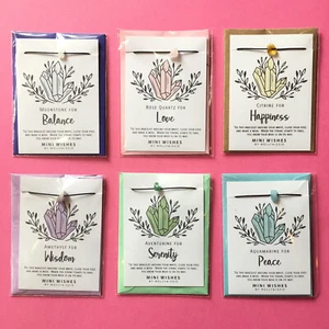 CRYSTAL MINI WISH BRACELET CARDS Reiki Healing CHAKRA ADJUSTABLE MOLLY & IZZIE - Picture 1 of 13