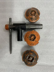 GM CODE O ORANGE  hubcap wire wheel cover lock wrench key and locks USED (3) - Picture 1 of 8