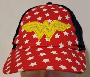 Wonder Woman Kids Girls Adjustable Hat Cap OSFM Youth Blue Red - Picture 1 of 7