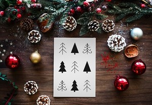 A6 Merry Christmas Black&White Trees Forest Xmas Tree Greeting Card Free Postage