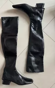 Prada Women Black Leather Knee High Boots Calzature Donna Size 40 - Picture 1 of 6