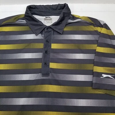 Camisa de golfe masculina Slazenger manga curta listra amarela preta gola extra grande - Imagem 1 de 4