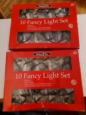 2 Sets Vintage Holiday Time 10 Fancy Light Sets Angels Christmas  - Image 1 of 3