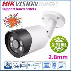 Hikvision Compatible 8MP Mic POE IR/Colorvu IR WDR Bullet Dome IP Cameras 2.8mm - Bild 1 von 12