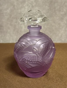 FK Lavender Frosted Lead Crystal Glass Perfume Bottle with Topper ~Made Germany - Picture 1 of 18