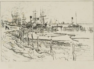 R. GOFF (1837-1921), Hafenansicht mit Passanten,  1896, Lithographie Romantik - Picture 1 of 4