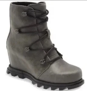 NEW Sorel Joan Of Arctic Wedge III Lace Boots •Women 6.5• Quarry Grey waterproof - Picture 1 of 12
