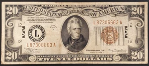 Series 1934 A $20 Hawaii Overprint Silver Certificate! Fr# 2304. No pinholes! - Picture 1 of 4