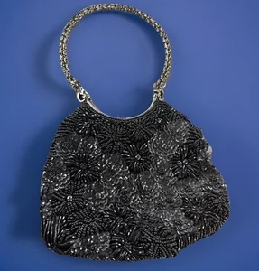 "Bolso de noche Carlo Fellini con cuentas pistola metal de colección glamour bolso sin asas 6"" correas adhesivas" - Imagen 1 de 5