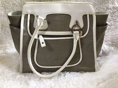 Bolso London Fog Blanco Tostado Clásico Lona Verano Tranquilo Lujo Preppy GND Informal Foto 1 de 4