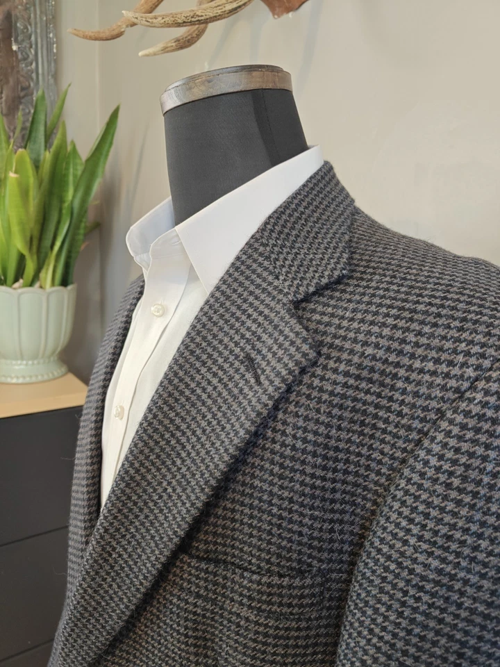 🇺🇲 Abrigo Deportivo De Colección Palm Beach Para Hombre 43L Azul Gris Pata de Gallo Lana Hecho en EE. UU. Foto 1 de 4