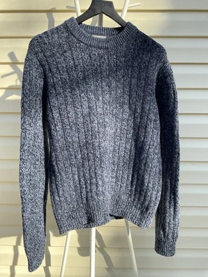 Suéter LL Bean Azul Medio Acogedor Lujo 100% Lana de Cordero Acanalado Grueso Tejido Simulado Foto 1 de 4