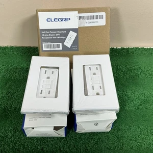 2PK Elegrp GFCI Outlet w/Nightlight, 15 Amp Self-Test Tamper Resistant G1915-TL - Picture 1 of 7