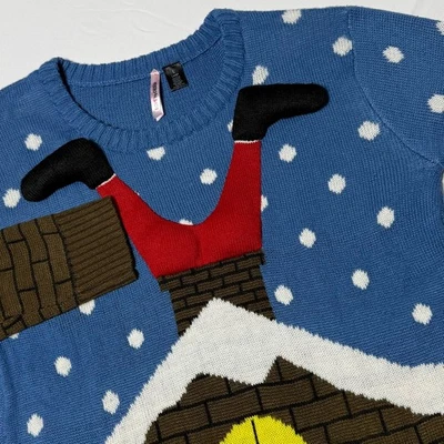 Amor por design Papai Noel Chaminé Suéter Feio Engraçado Natal Feminino Tamanho Grande - Imagem 1 de 4