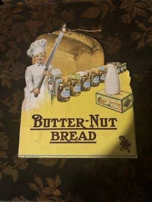 Vintage Lithographed Paperboard Butter Nut Bread Store Display Sign - Image 1 of 3