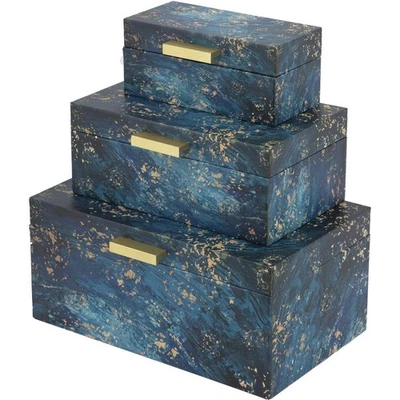 A&B Home 82335 Anita 7.5 X 3.9 inch Blue Boxes - Image 1 of 4