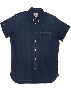 TIMBERLAND Mens Regular Fit Short Sleeve Shirt Large Navy Blue EB07 - Picture 1 of 3