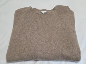 Sunspel Lambswool Lightweight Pullover Crewneck Cafe Au Lait Jumper Sweater M - Picture 1 of 12