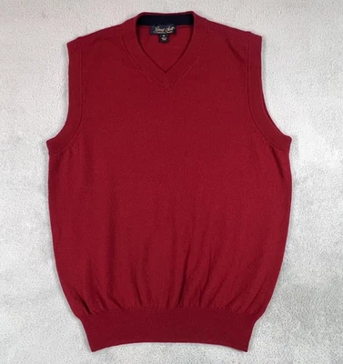 Chaleco Suéter Garret Scott Para Hombre Mediano Rojo Lana Merino Cuello en V Foto 1 de 4