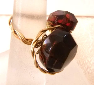 Artian Bernstein Ring Modernist Design auf geflochtenem vergoldetem Draht Gr. 6 - Bild 1 von 8