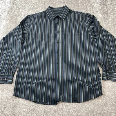 Camisa de vestir George para hombre talla 18 manga larga multicolor a rayas mezcla de poliéster Foto 1 de 4