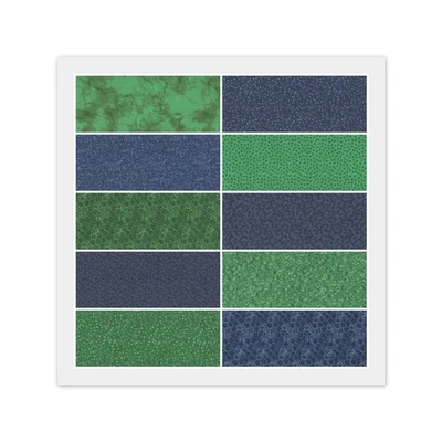BLUE & GREEN 100% Cotton Fabric - 10 FAT QUARTERS or 20 Strip JELLY ROLL - Image 1 of 4