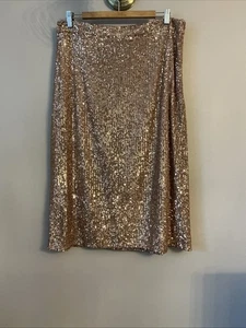 M&co Lovely Rose Gold Sequin Midi Skirt - Size 16 - Picture 1 of 3