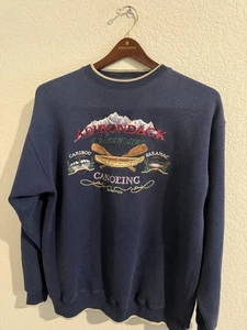 Vtg Red Cliff Trading Co. Embroidered Adirondack Mountains Sweater Sz Medium 90s - Picture 1 of 4