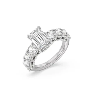 Emerald Cut Diamond Ring 3.50 Ct Semi Mount Setting 950 Platinum Size 5 6 7 - Picture 1 of 7